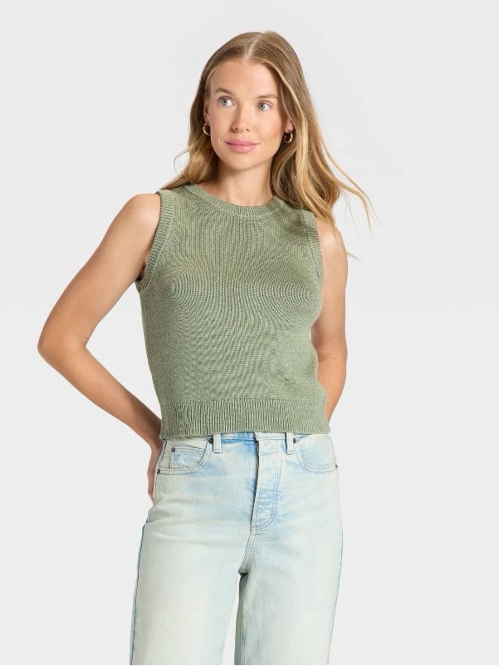 Universal Thread Sleeveless Knit Tank Top - Sage Green